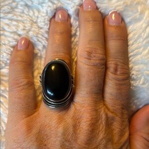 Black Onyx Silver Ring sz 9